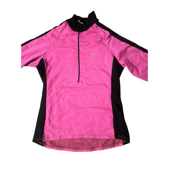 Women S She Beest Pink Black Pullover Half Zip Biking Cycling Jacket Coat Top - Picture 2 of 5